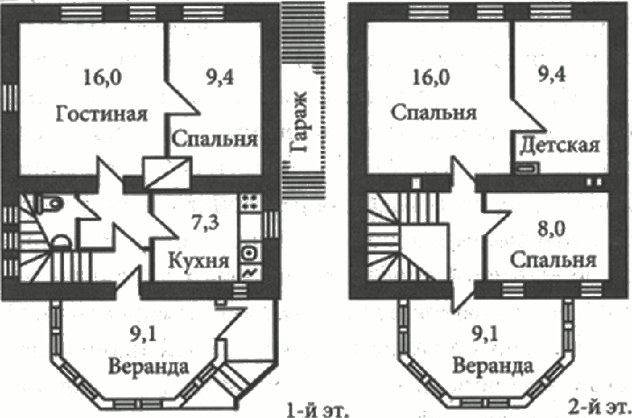 Планировка дома с зимним отоплением только первого этажа (вариант 1)